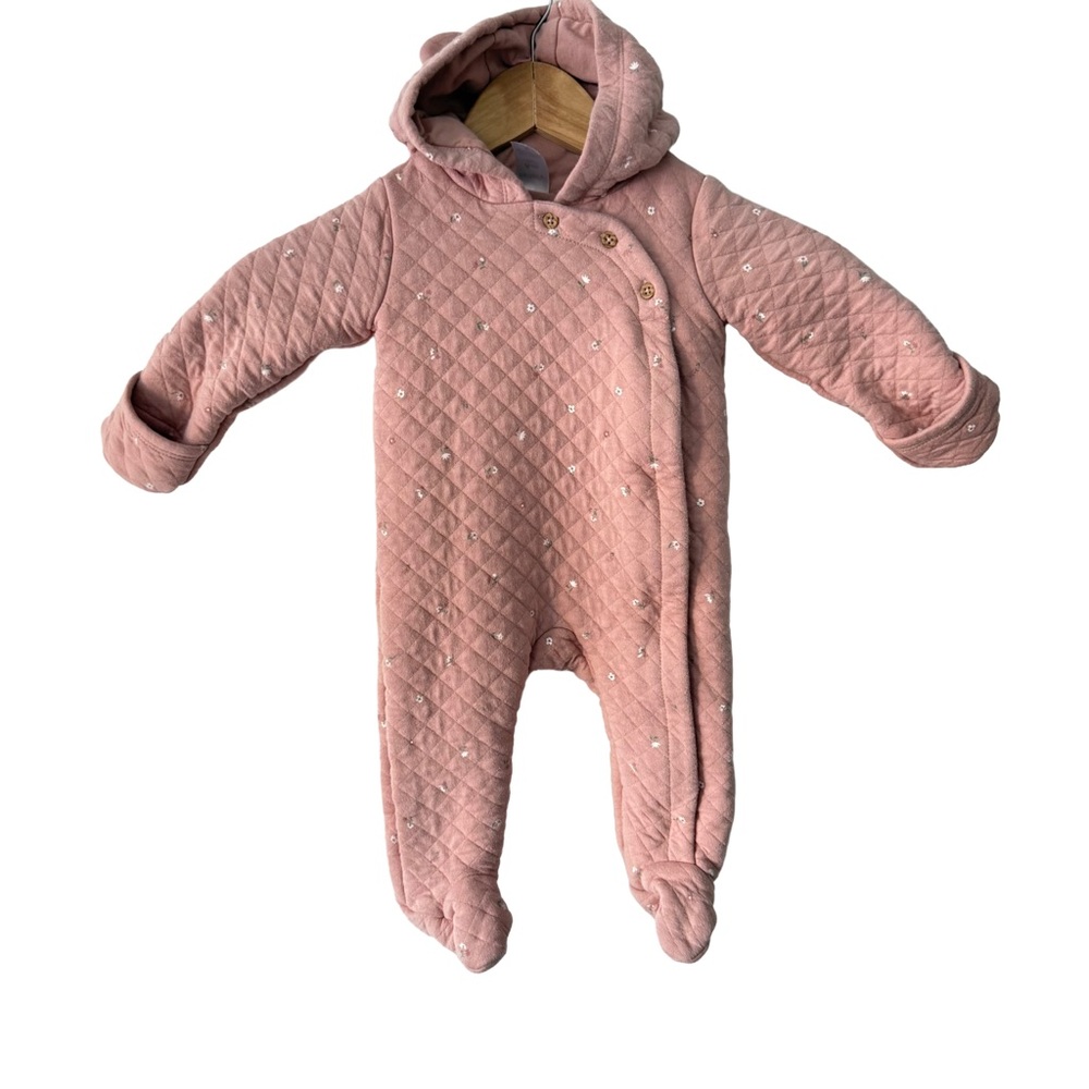 Carter's Soft Blush Pink Floral Quilted One Piece Bunting 6 Months